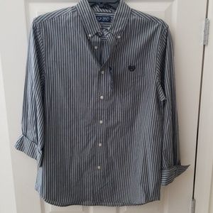 Chaps Custom Fit Striped Oxford Dress Shirt Medium